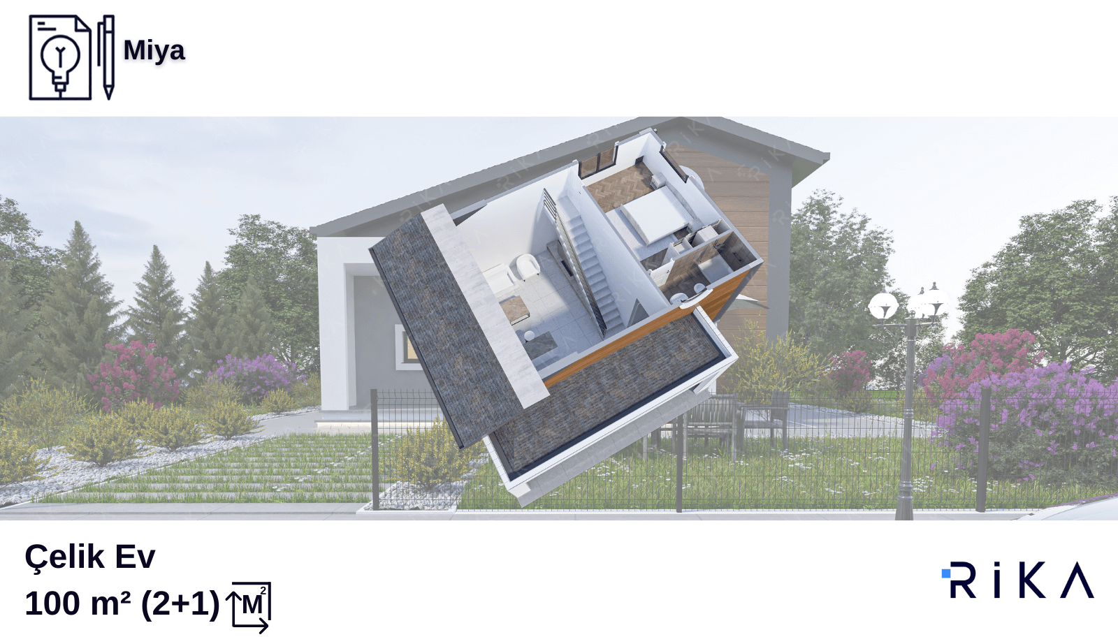 100 m2 Miya Çift Katlı Hafif Çelik Ev