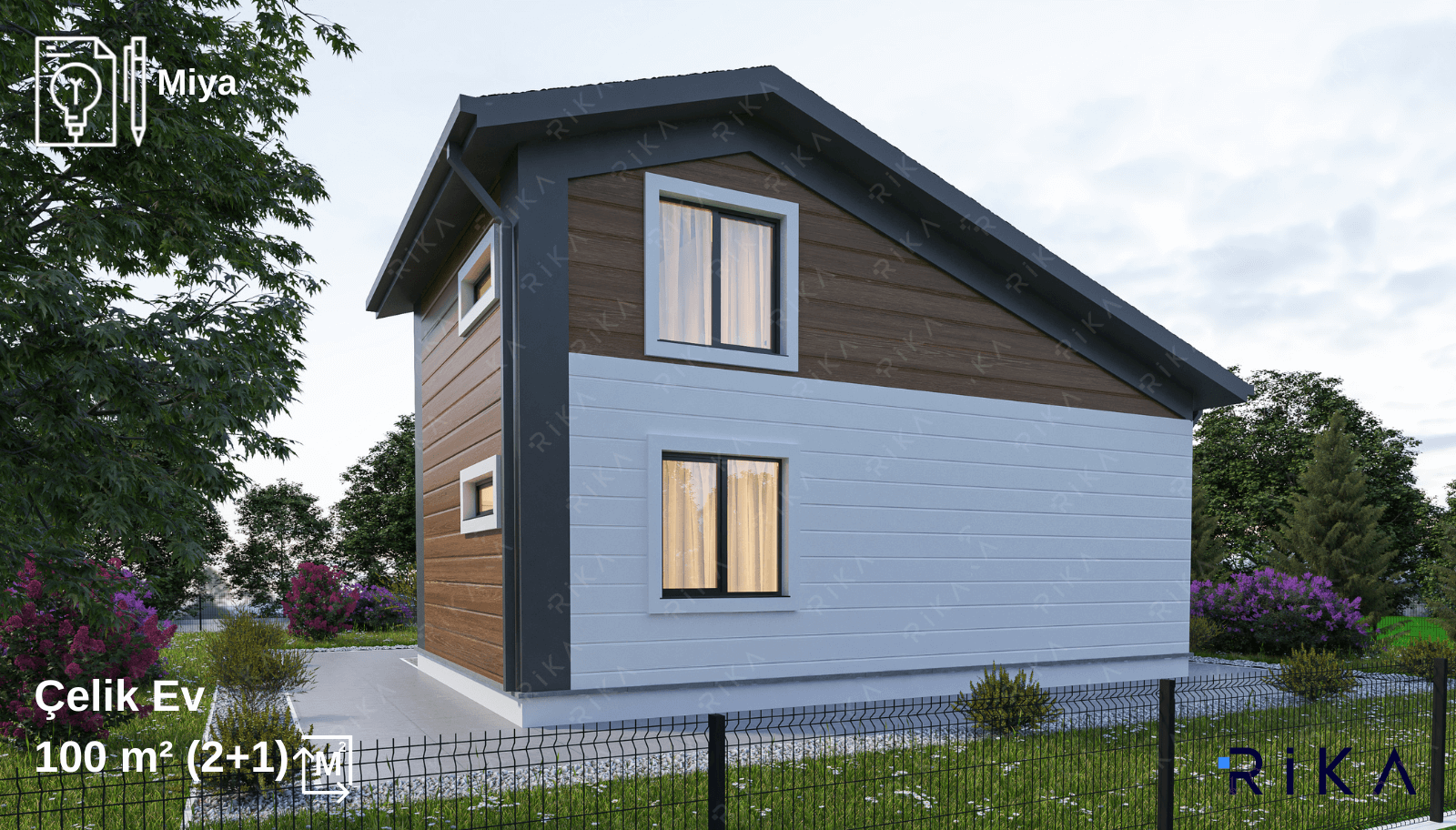 100 m2 Miya Çift Katlı Hafif Çelik Ev