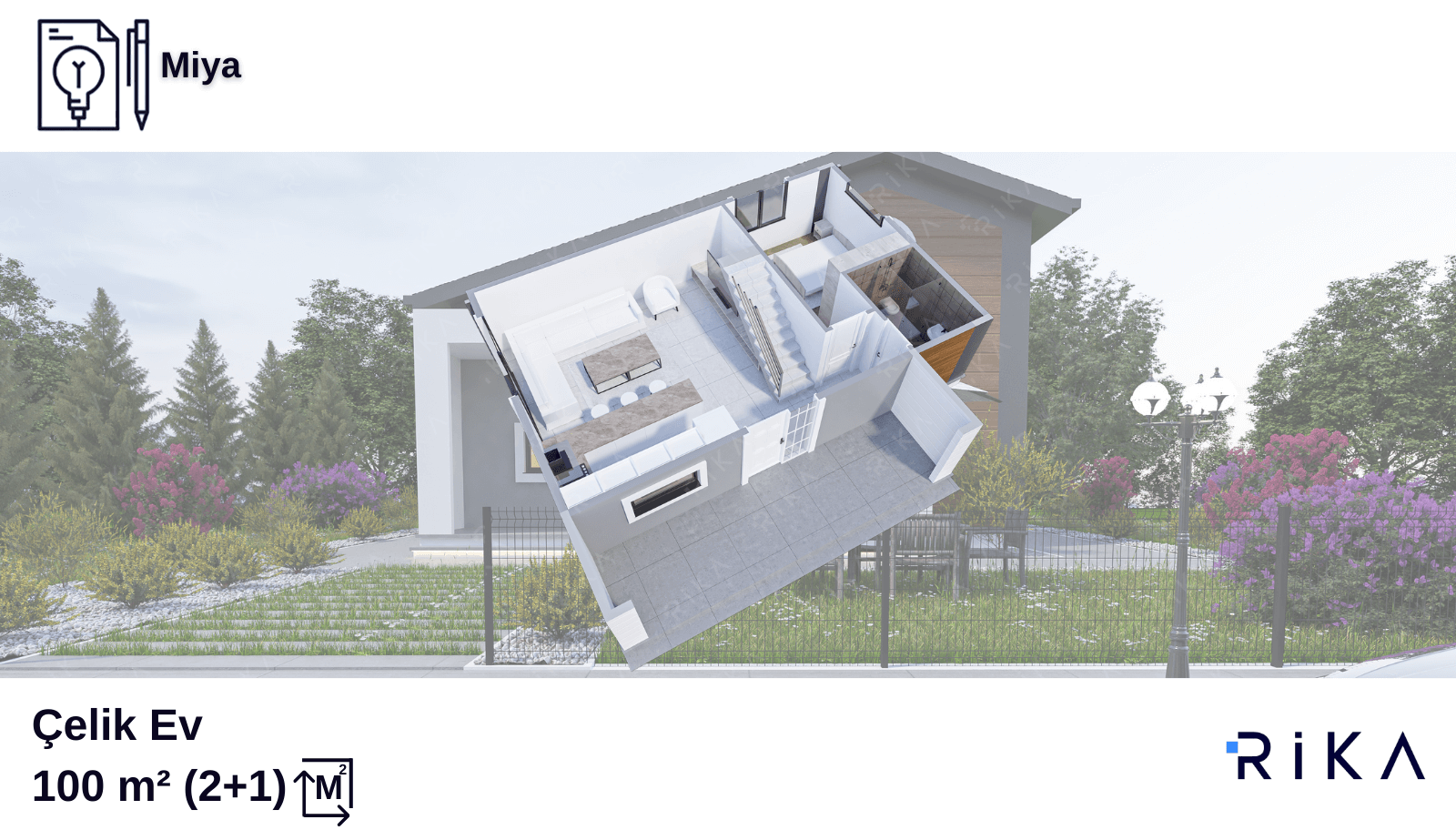 100 m2 Miya Çift Katlı Hafif Çelik Ev