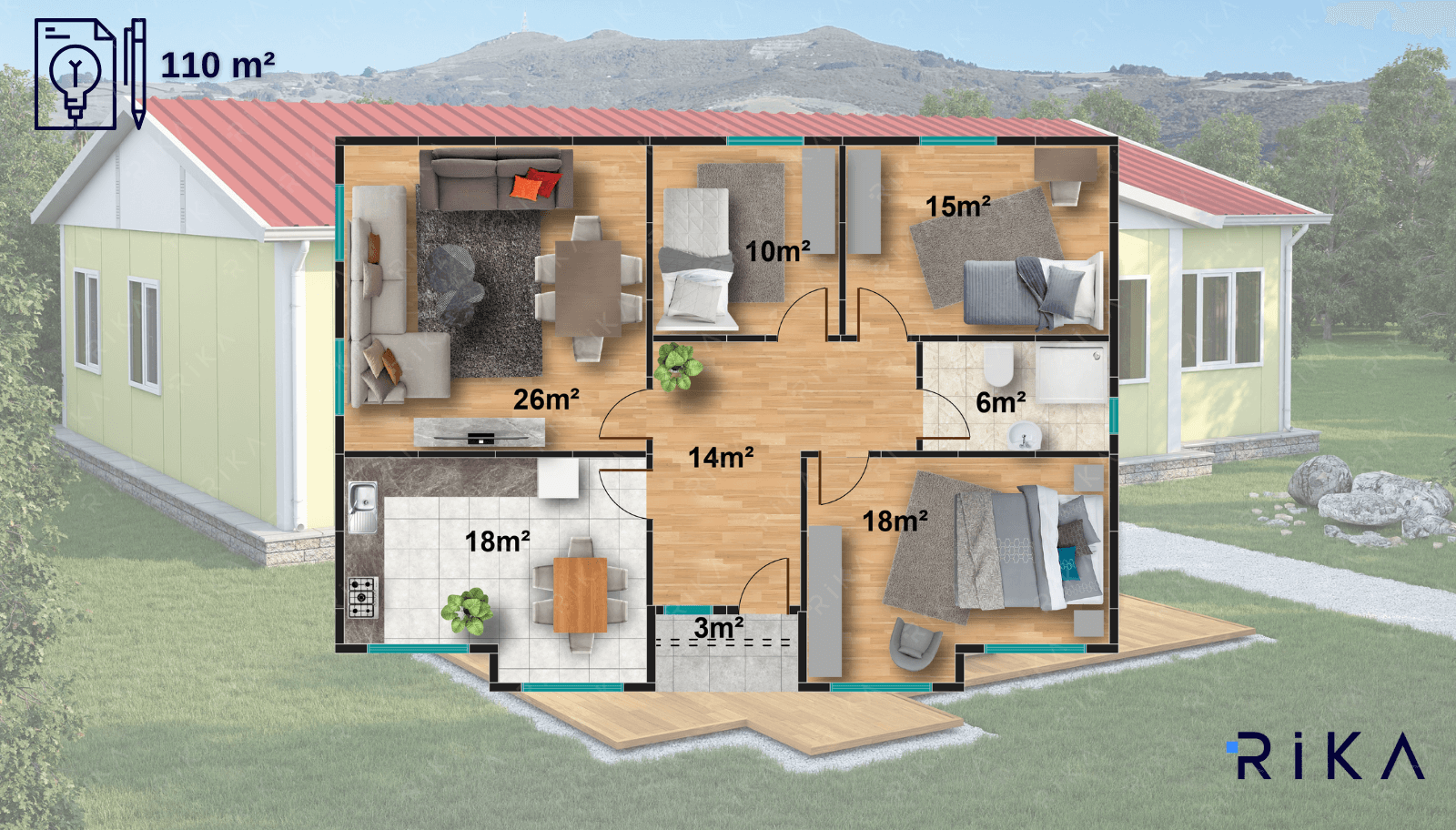 110 m² Single Story Prefabricated House