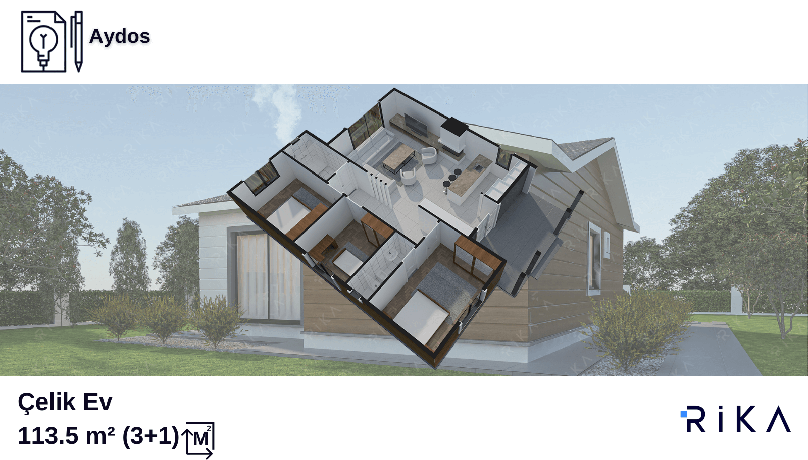 114 m2 Aydos Tek Katlı Hafif Çelik Ev