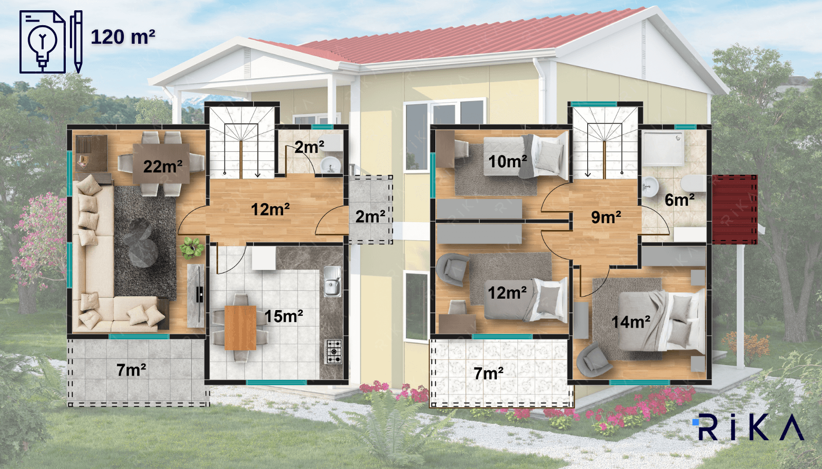 120 m² Two Story Prefabricated House