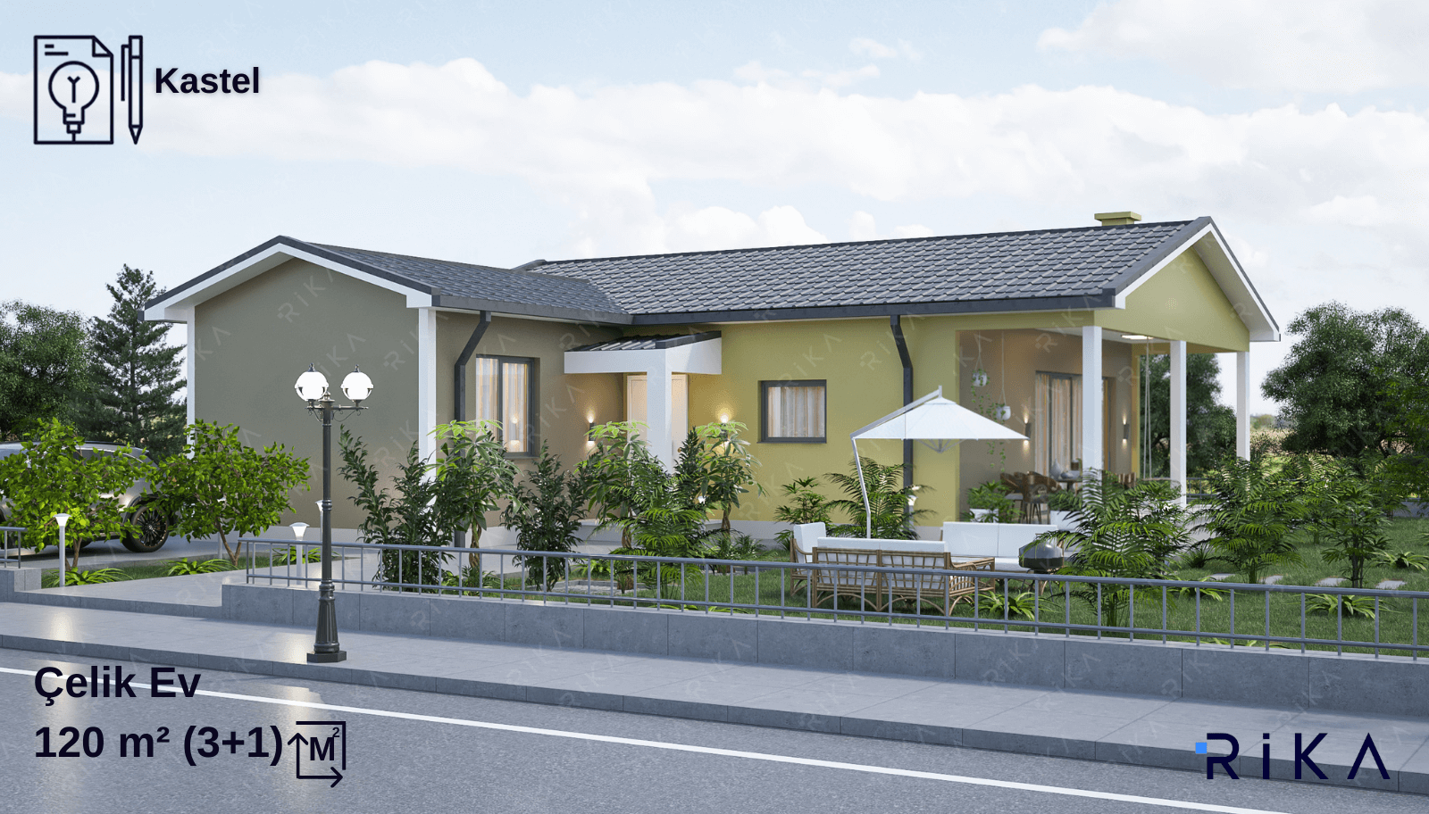 120 m² Kastel Single Story Lightweight Steel House
