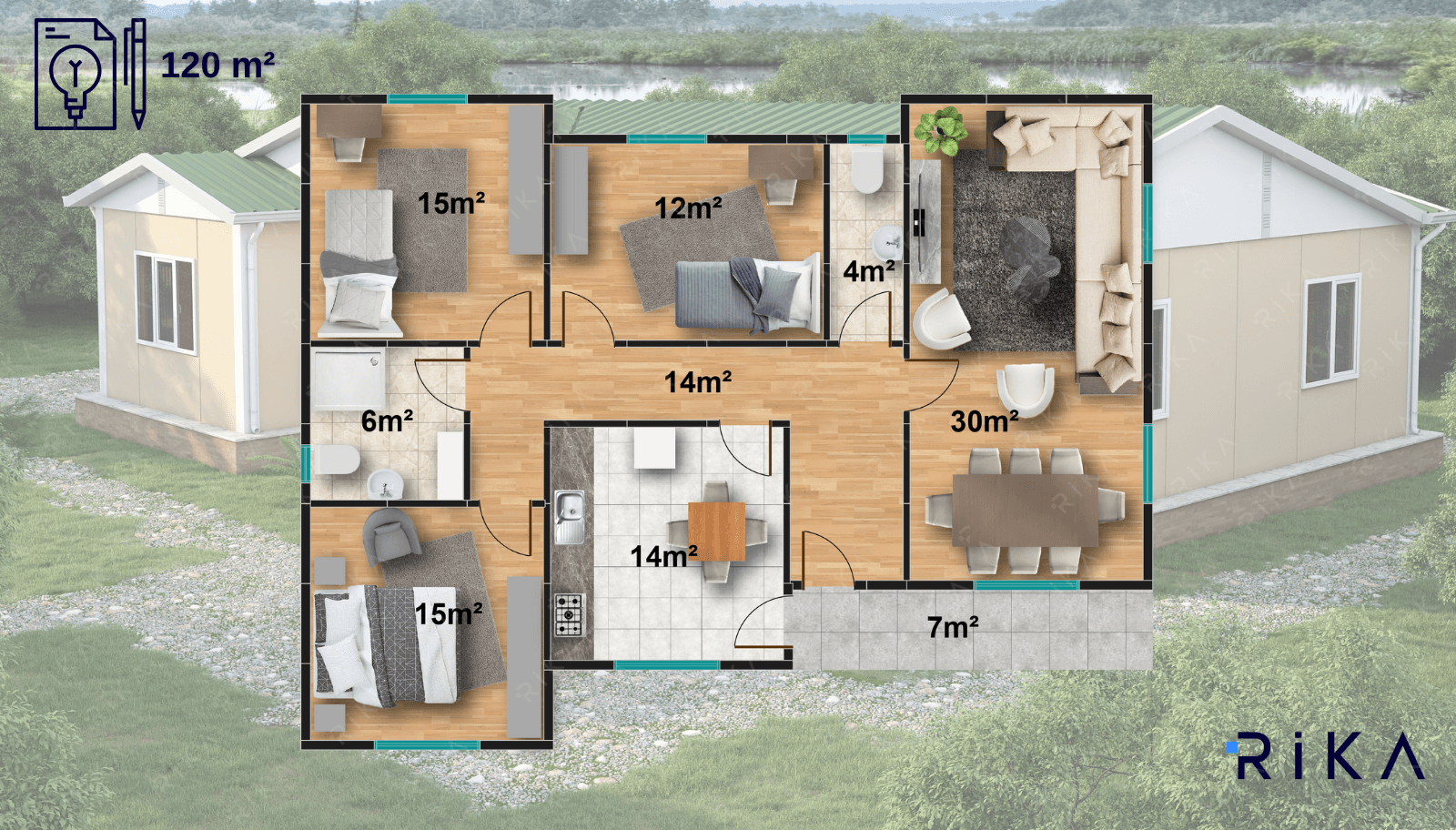 120 m² Single Story Prefabricated House