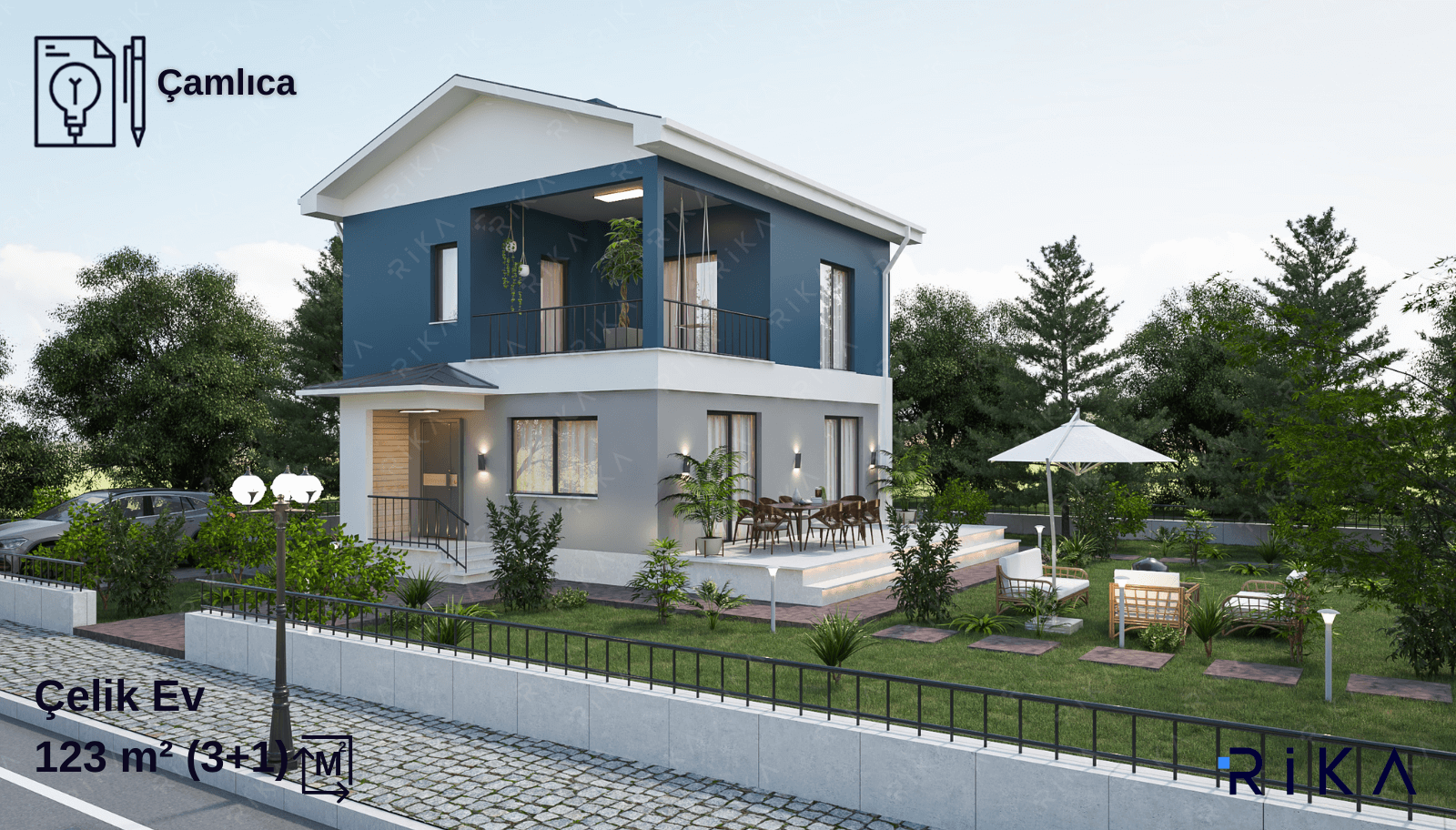 123 m2 Çamlıca Çift Katlı Hafif Çelik Ev