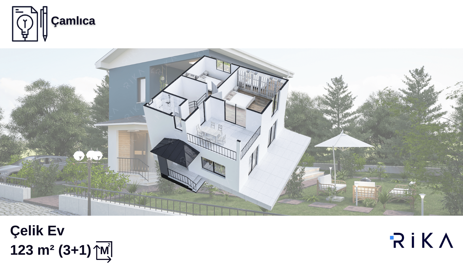 123 m2 Çamlıca Çift Katlı Hafif Çelik Ev