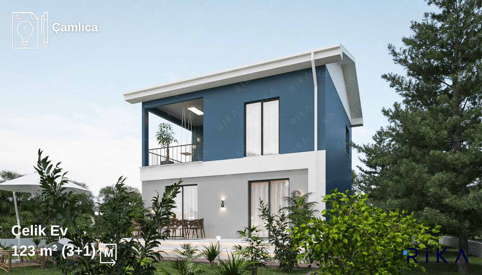 123 m2 Çamlıca Çift Katlı Hafif Çelik Ev