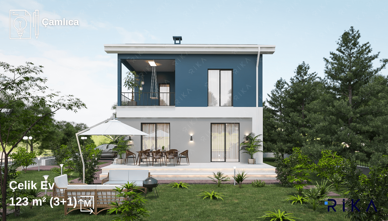 123 m2 Çamlıca Çift Katlı Hafif Çelik Ev