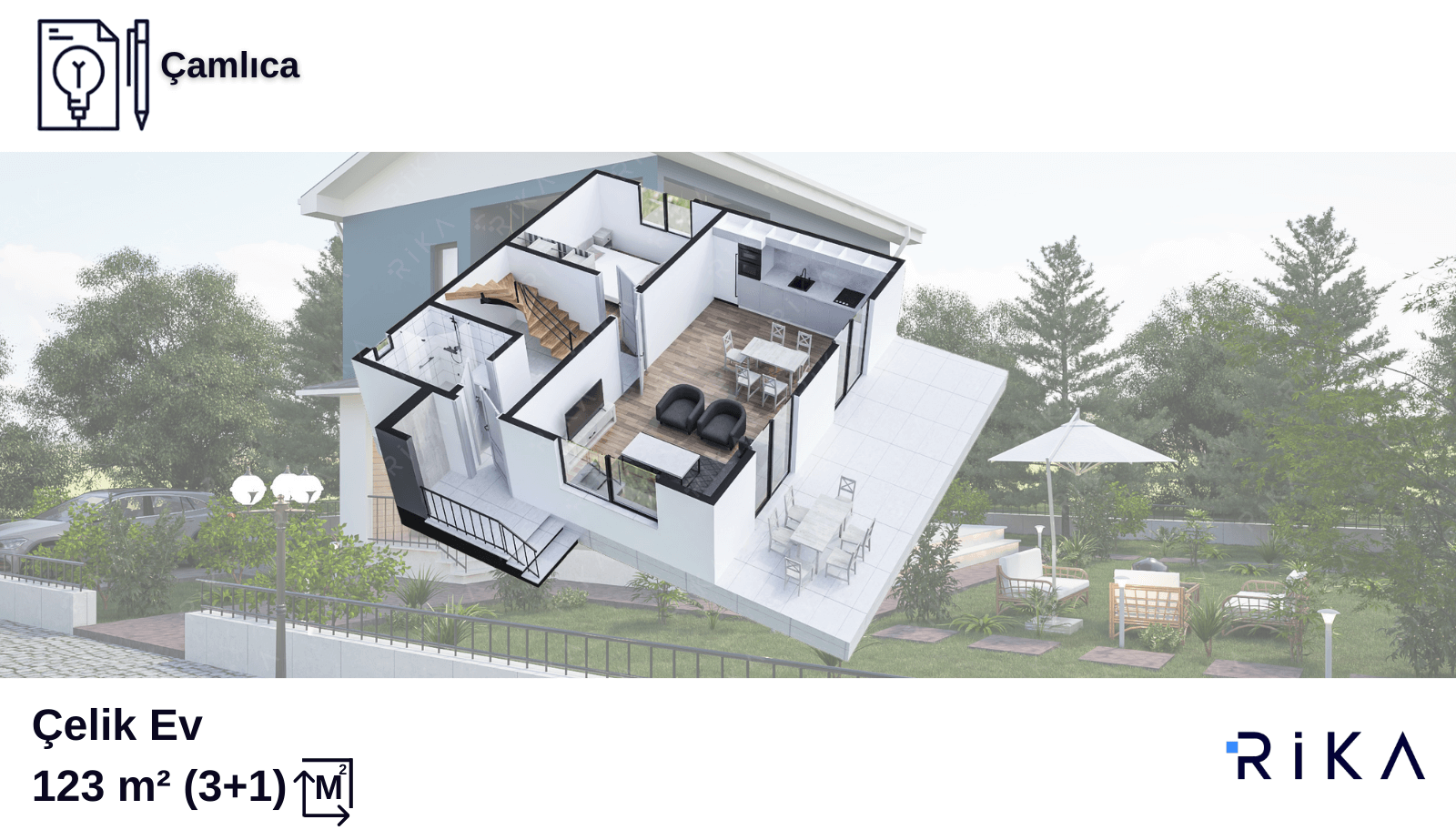 123 m2 Çamlıca Çift Katlı Hafif Çelik Ev