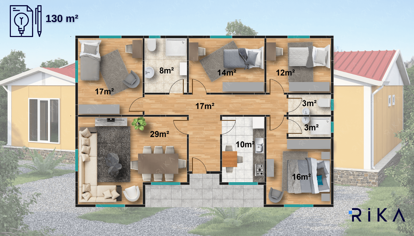 130 m² Single Story Prefabricated House