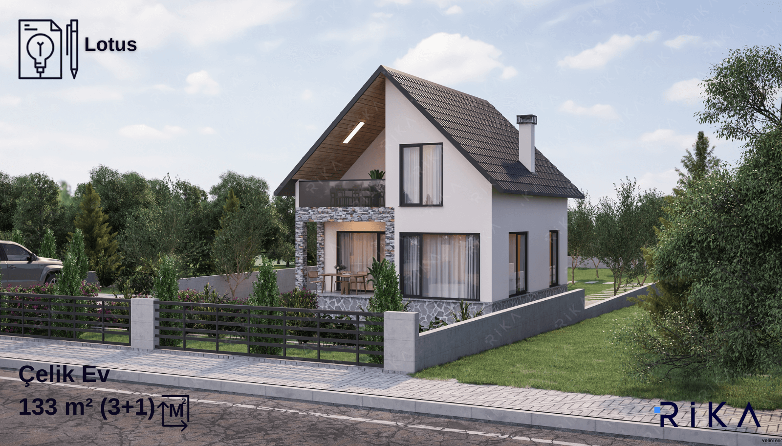 133 m2 Lotus Çift Katlı Hafif Çelik Ev