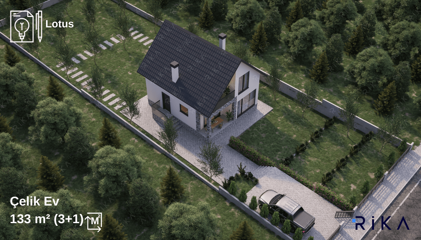 133 m2 Lotus Çift Katlı Hafif Çelik Ev