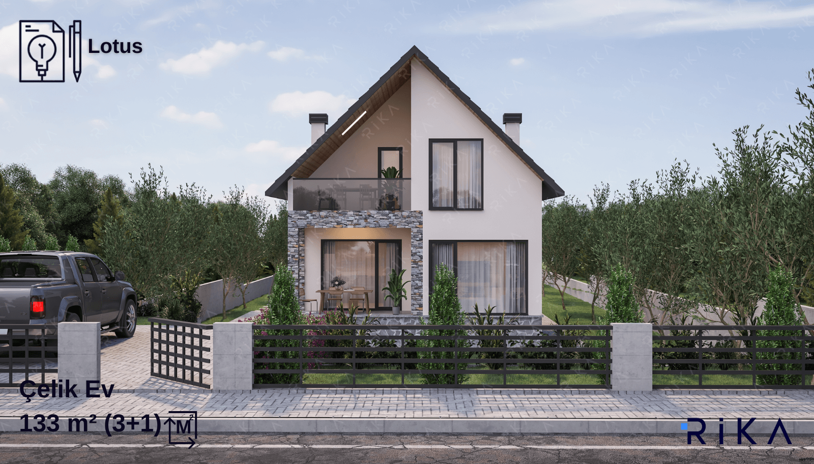 133 m2 Lotus Çift Katlı Hafif Çelik Ev