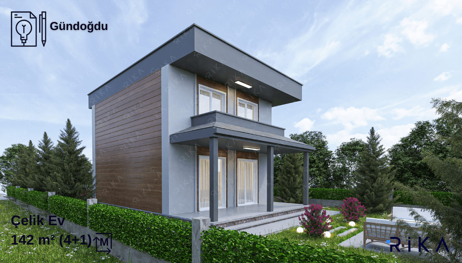 142 m2 Gündoğdu Çift Katlı Hafif Çelik Ev