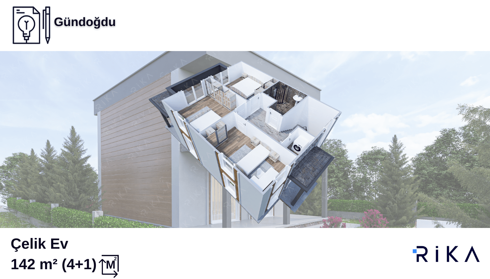 142 m2 Gündoğdu Çift Katlı Hafif Çelik Ev