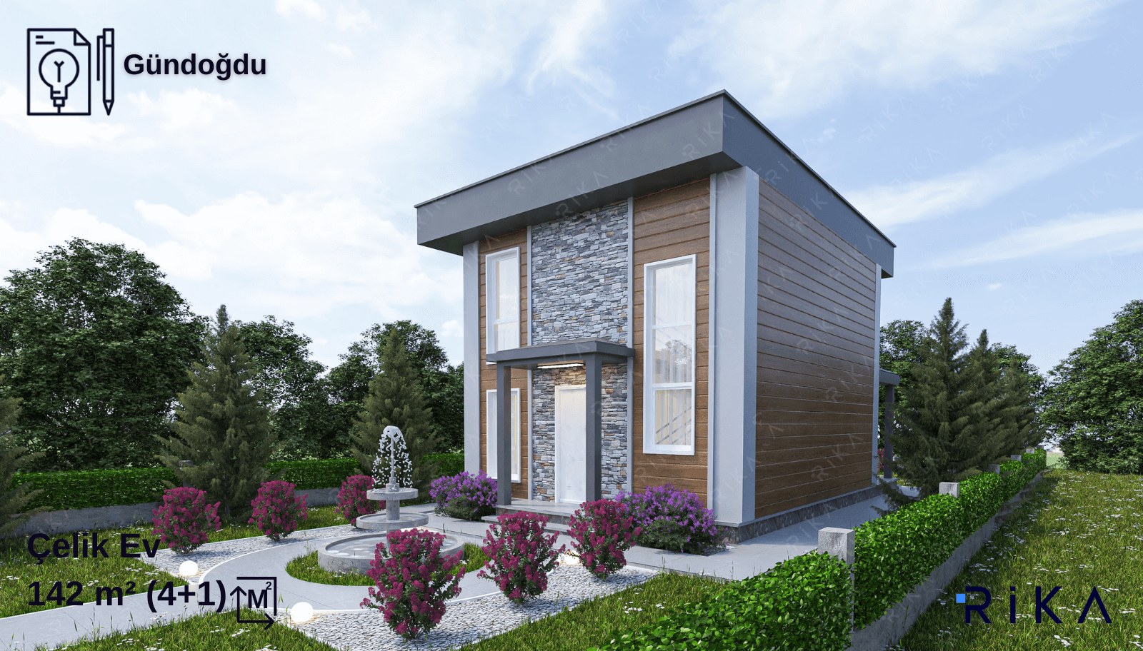 142 m2 Gündoğdu Çift Katlı Hafif Çelik Ev