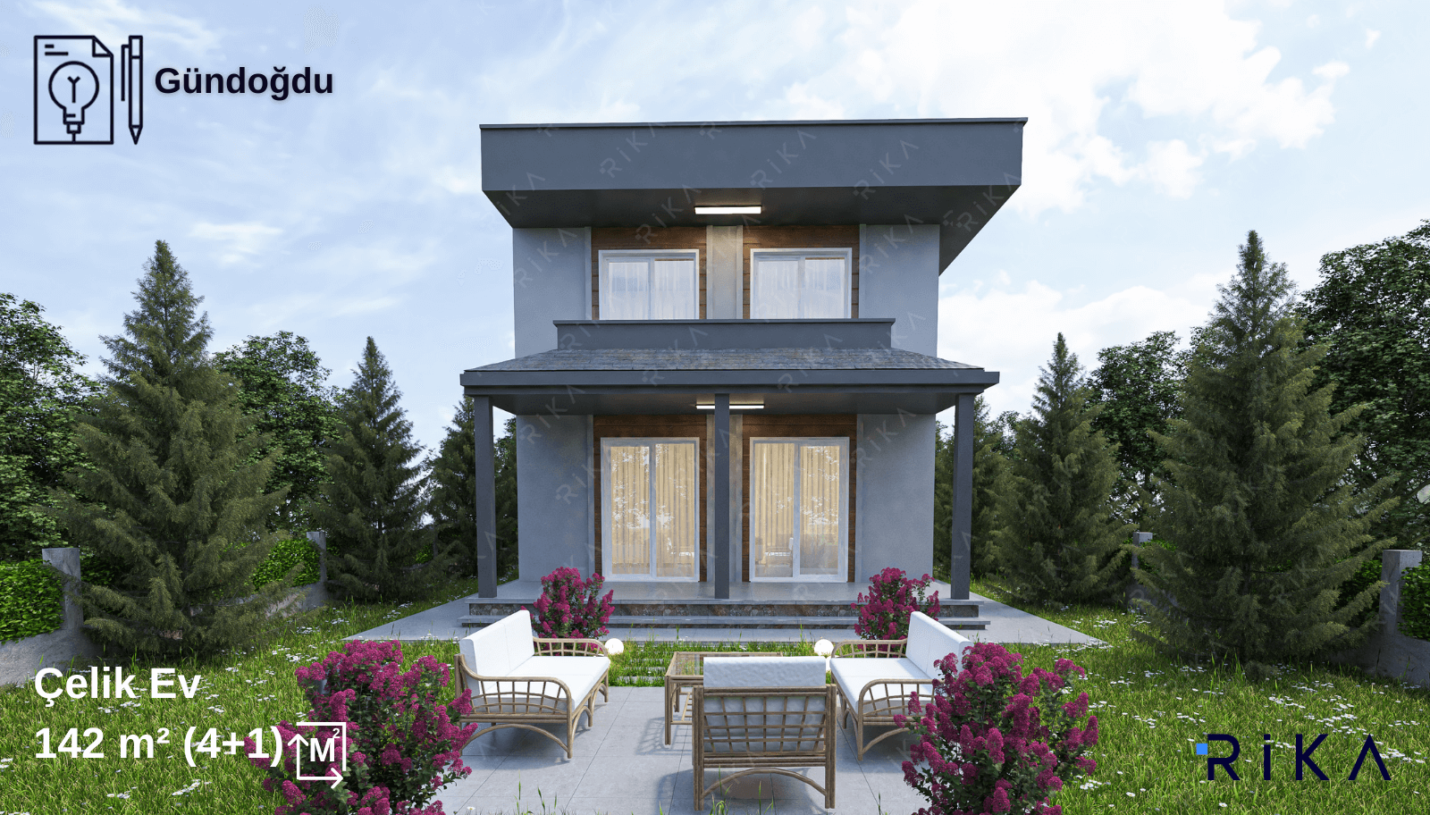 142 m2 Gündoğdu Çift Katlı Hafif Çelik Ev
