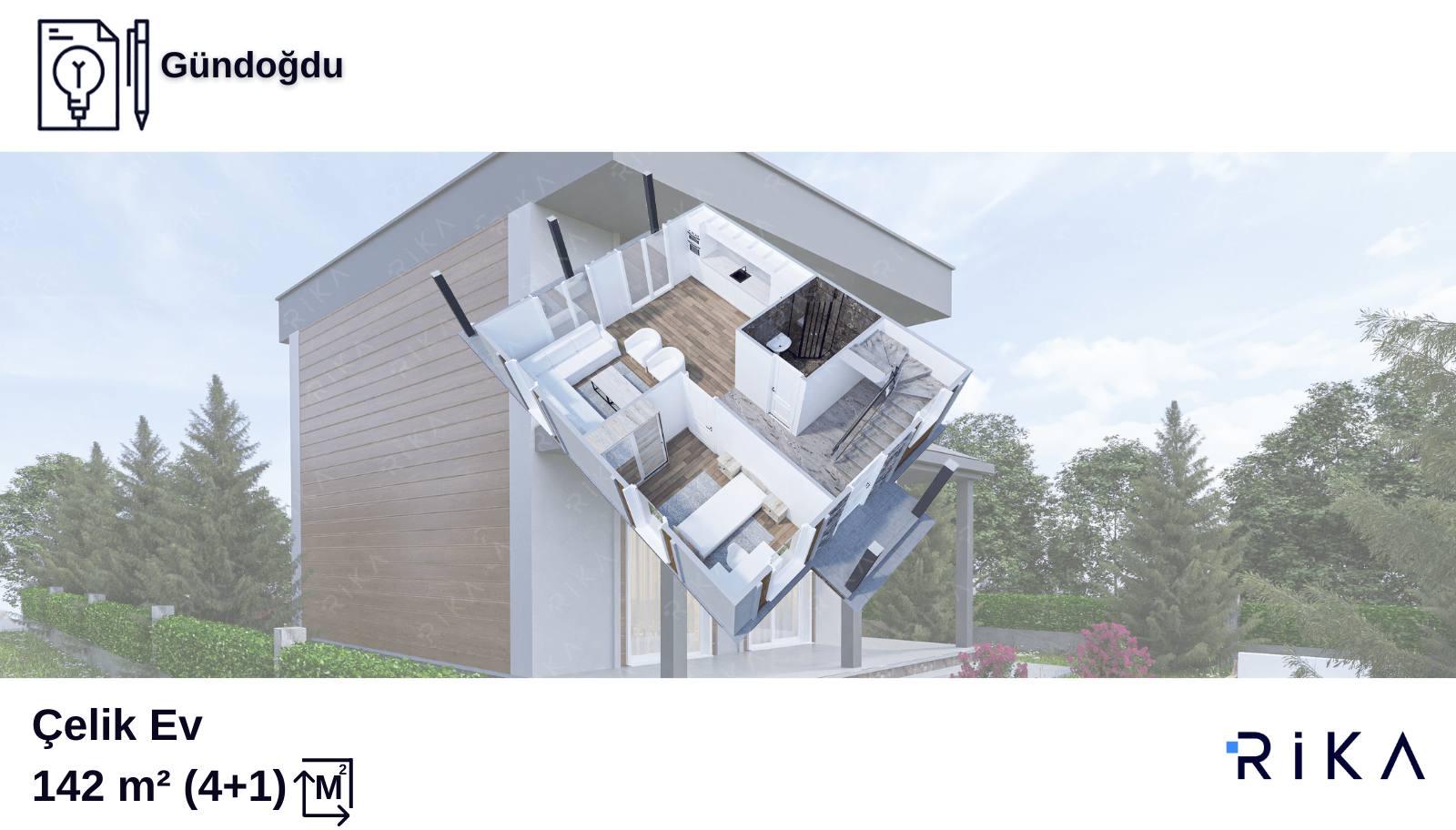 142 m2 Gündoğdu Çift Katlı Hafif Çelik Ev