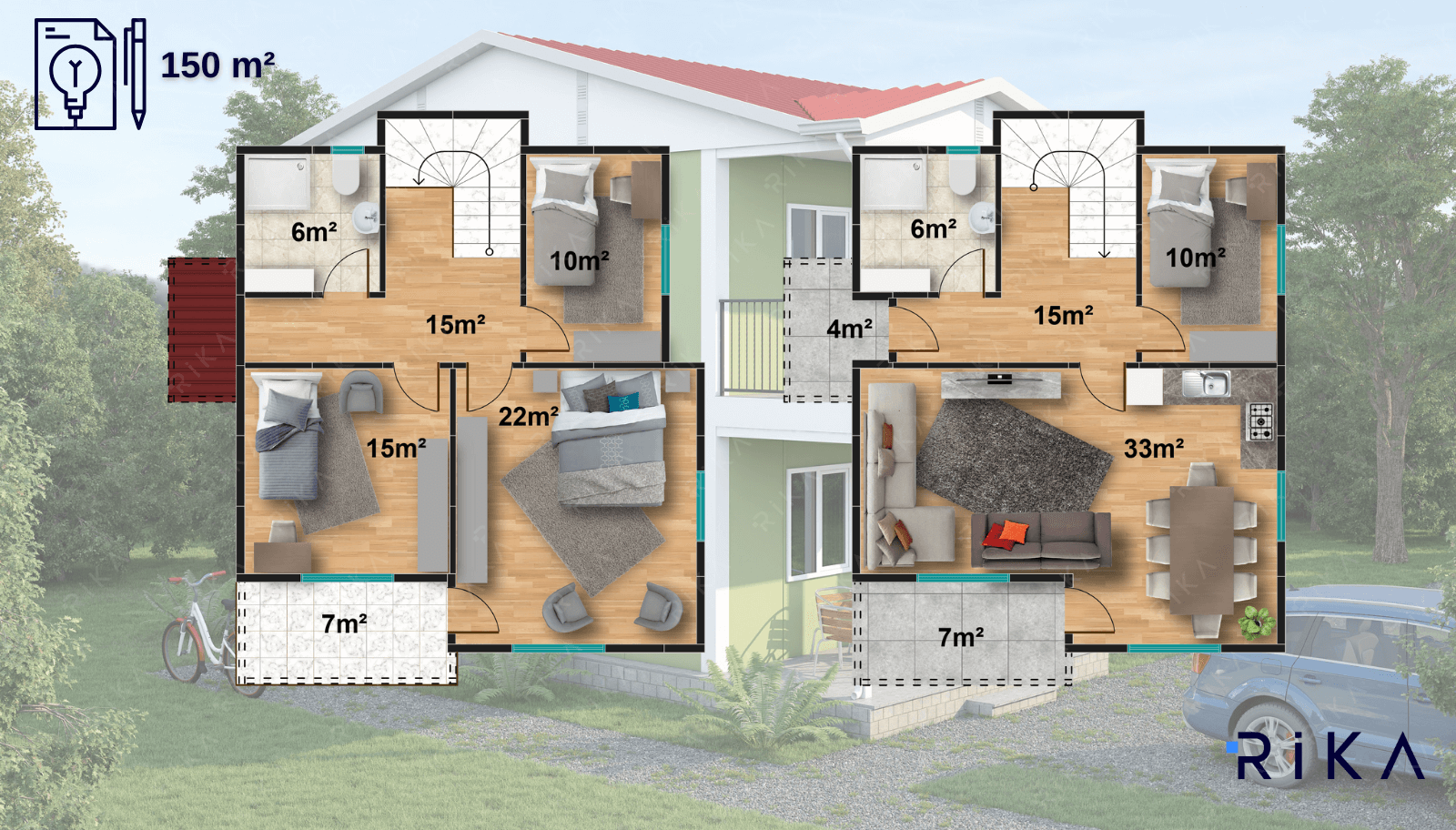 150 m2 Çift Katlı Prefabrik Ev