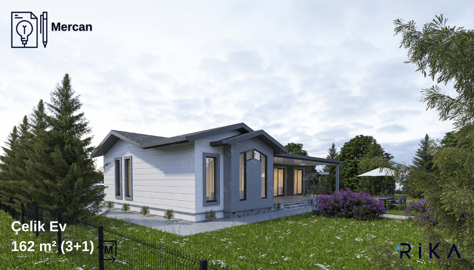 162 m2 Mercan Tek Katlı Çelik Ev