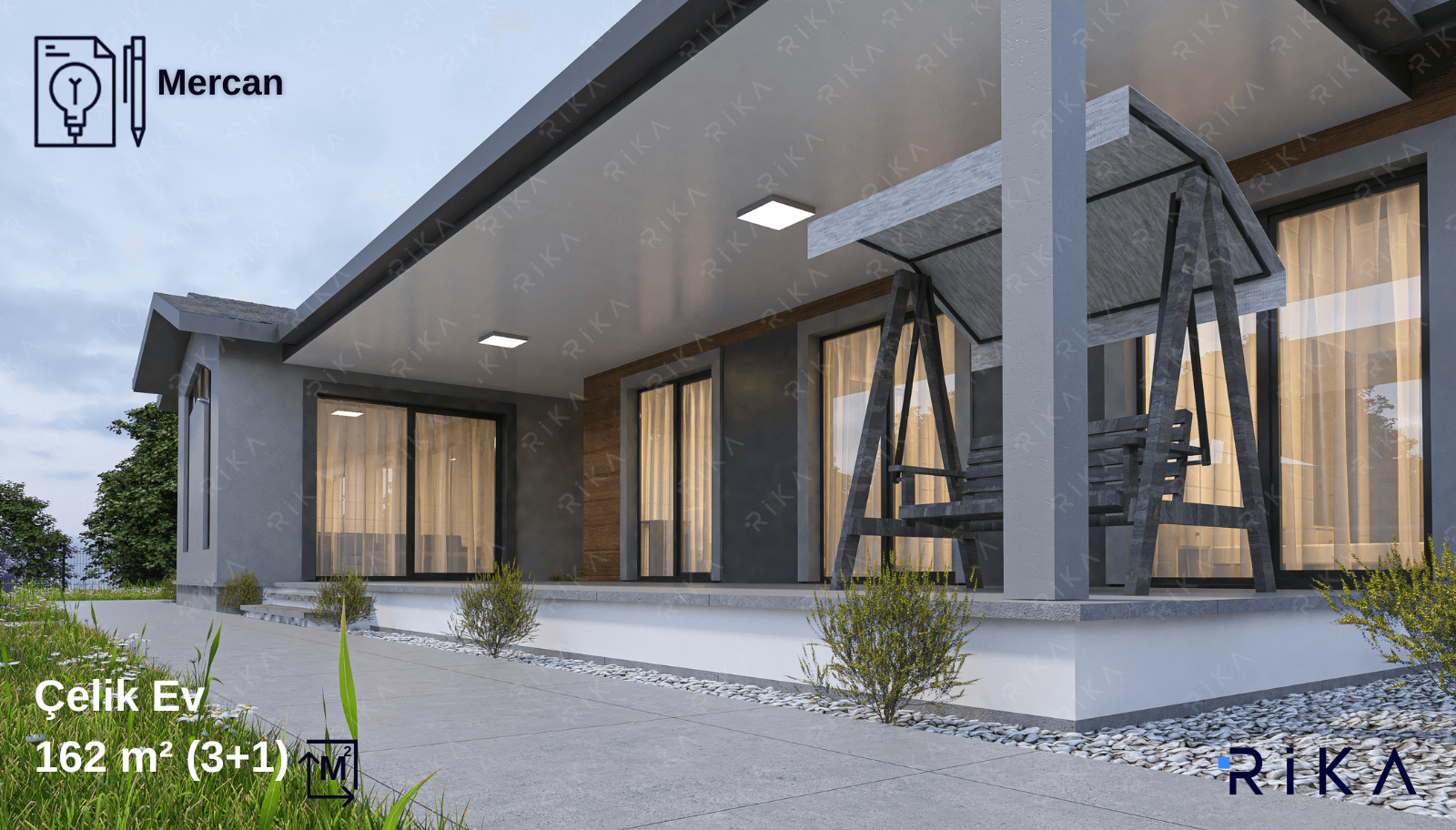 162 m2 Mercan Tek Katlı Çelik Ev