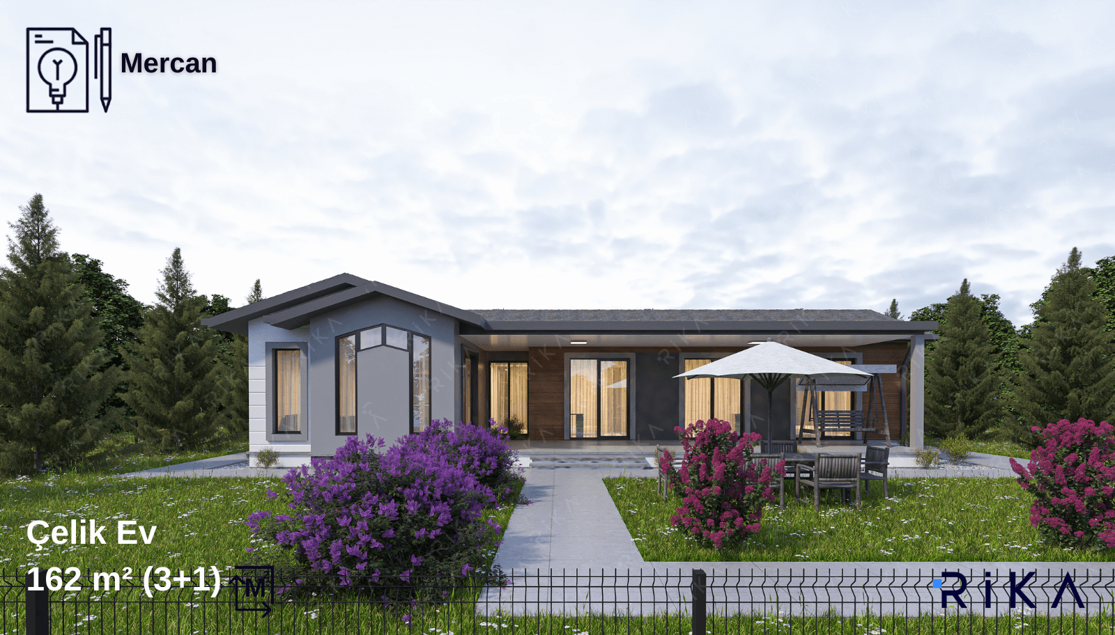 162 m2 Mercan Tek Katlı Çelik Ev