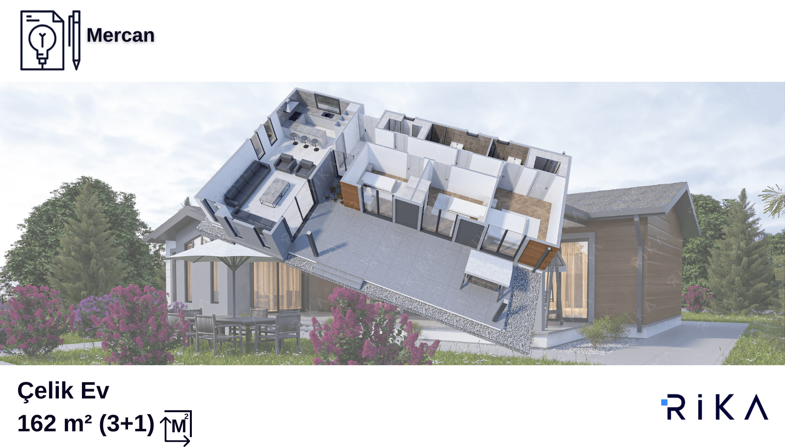 162 m2 Mercan Tek Katlı Çelik Ev