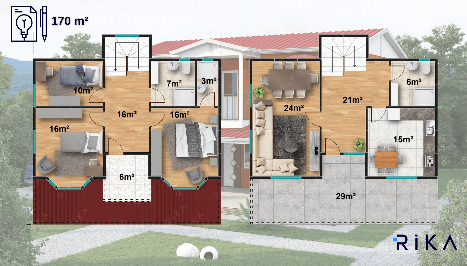 170 m² Two Story Prefabricated House