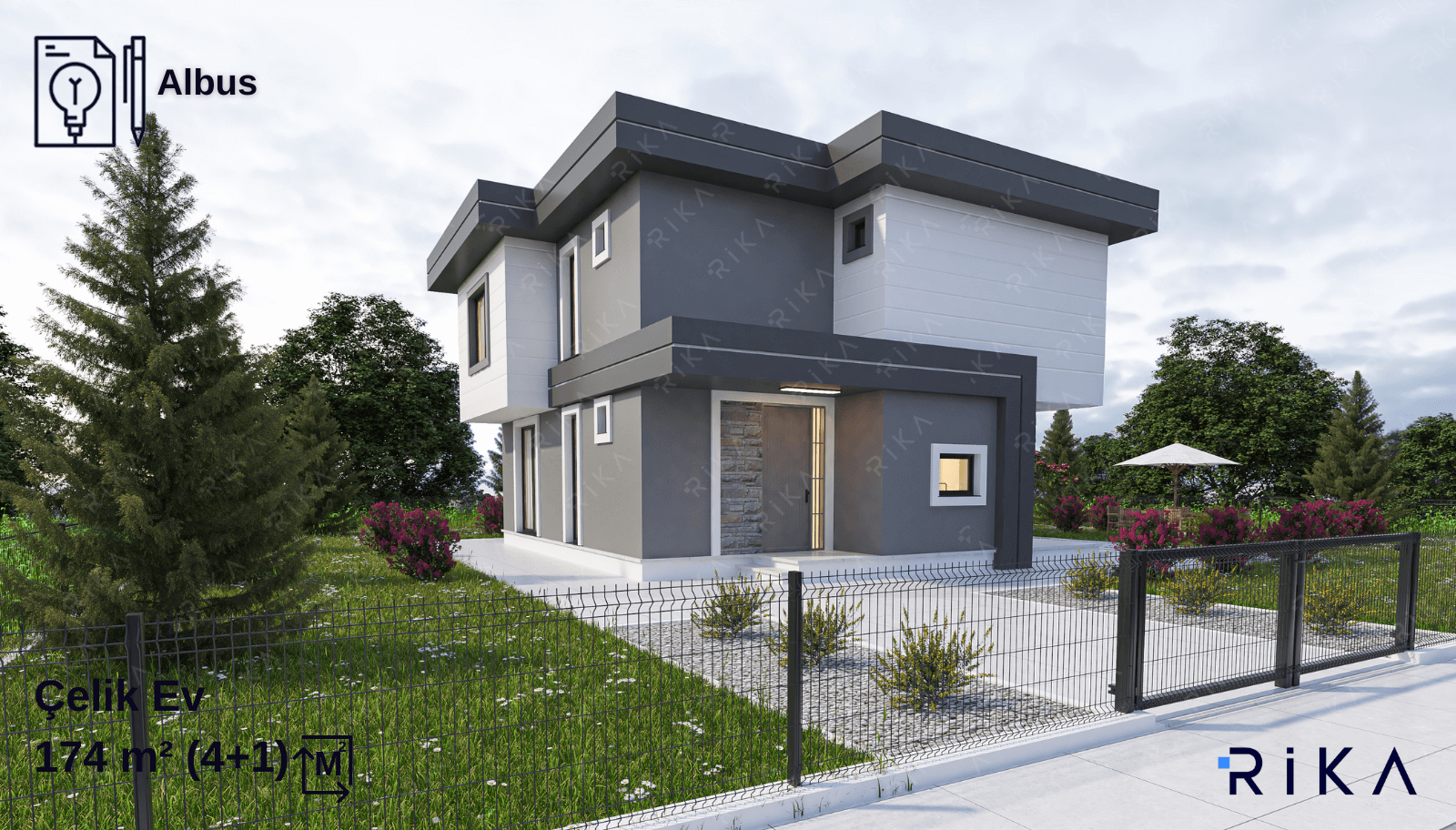 174 m2 Albus Çift Katlı Hafif Çelik Ev