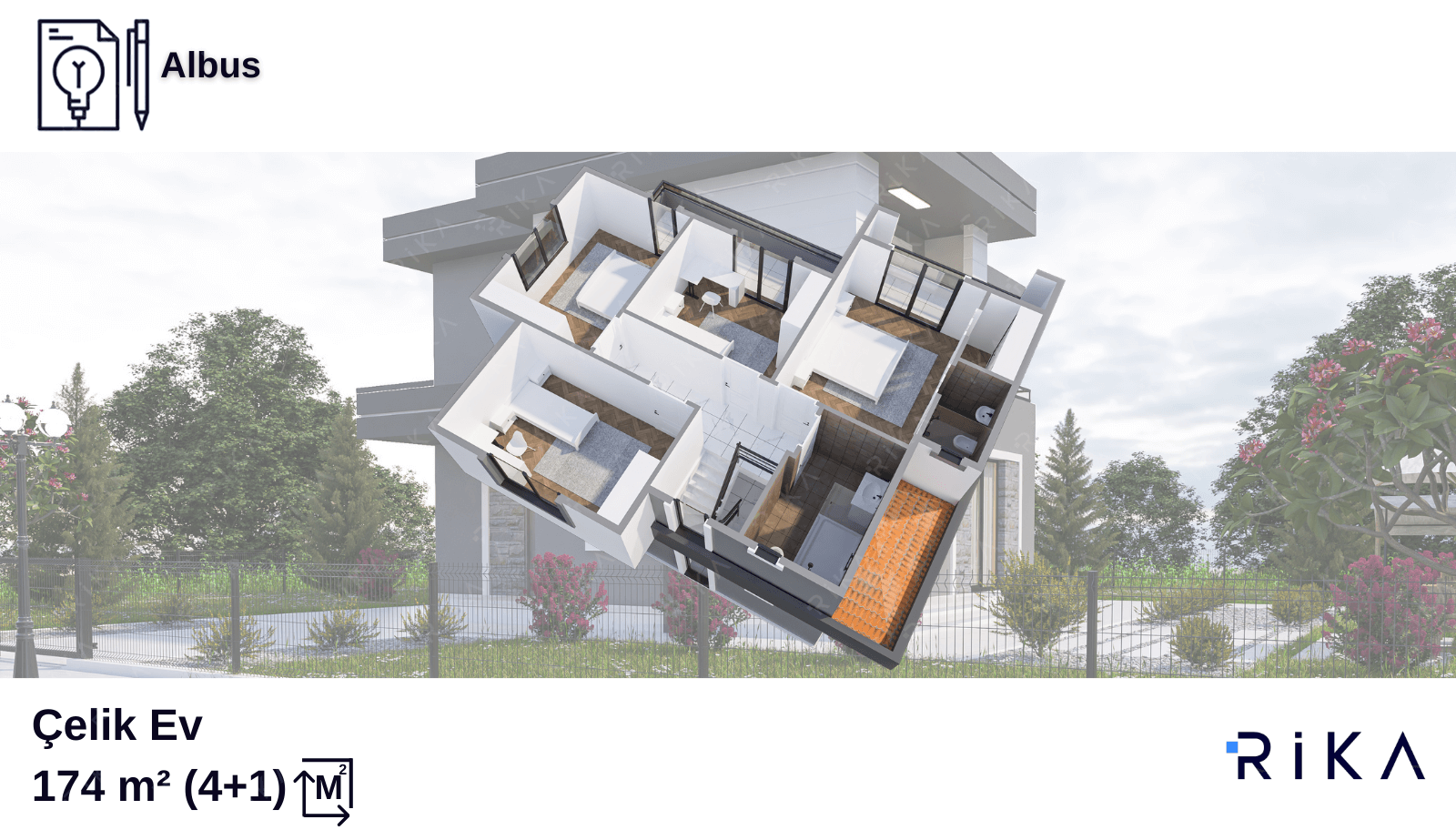 174 m2 Albus Çift Katlı Hafif Çelik Ev