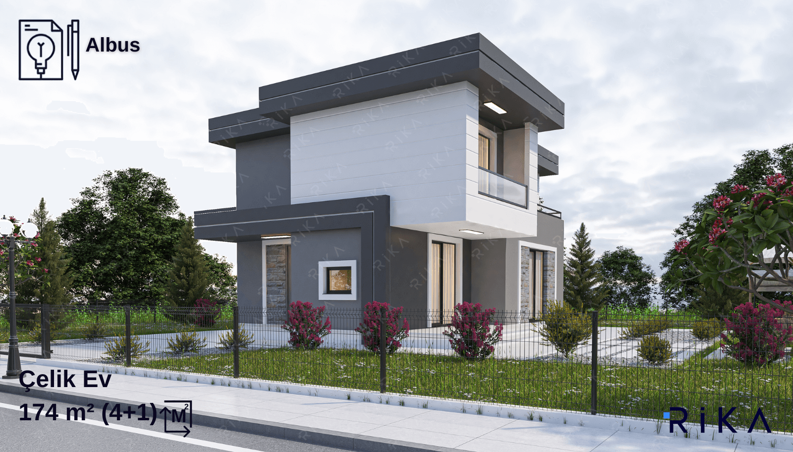 174 m2 Albus Çift Katlı Hafif Çelik Ev