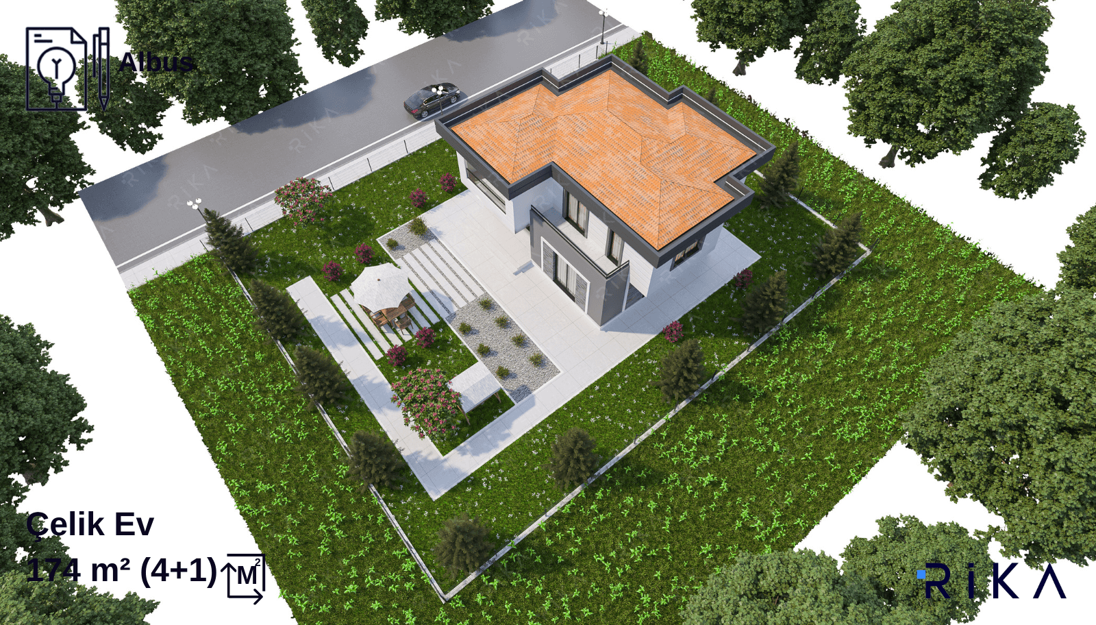 174 m2 Albus Çift Katlı Hafif Çelik Ev