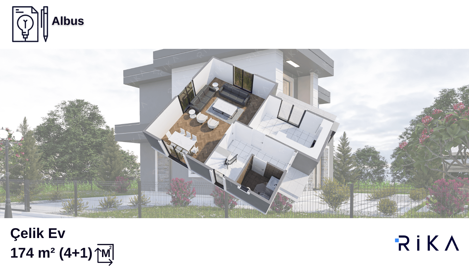 174 m2 Albus Çift Katlı Hafif Çelik Ev