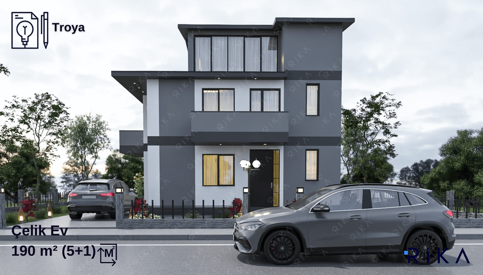 190 m2 Troya Tribleks Hafif Çelik Ev