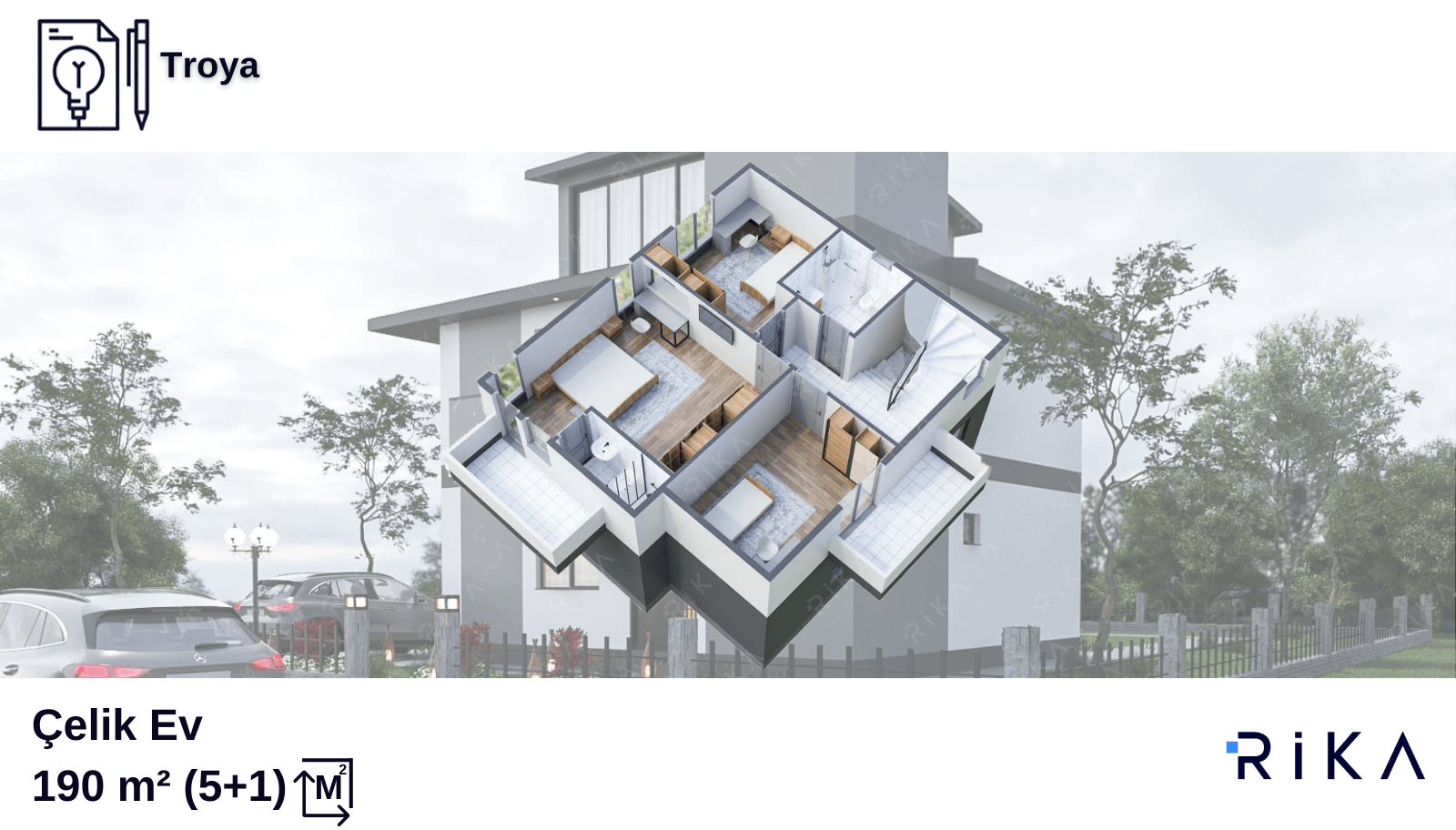 190 m2 Troya Tribleks Hafif Çelik Ev