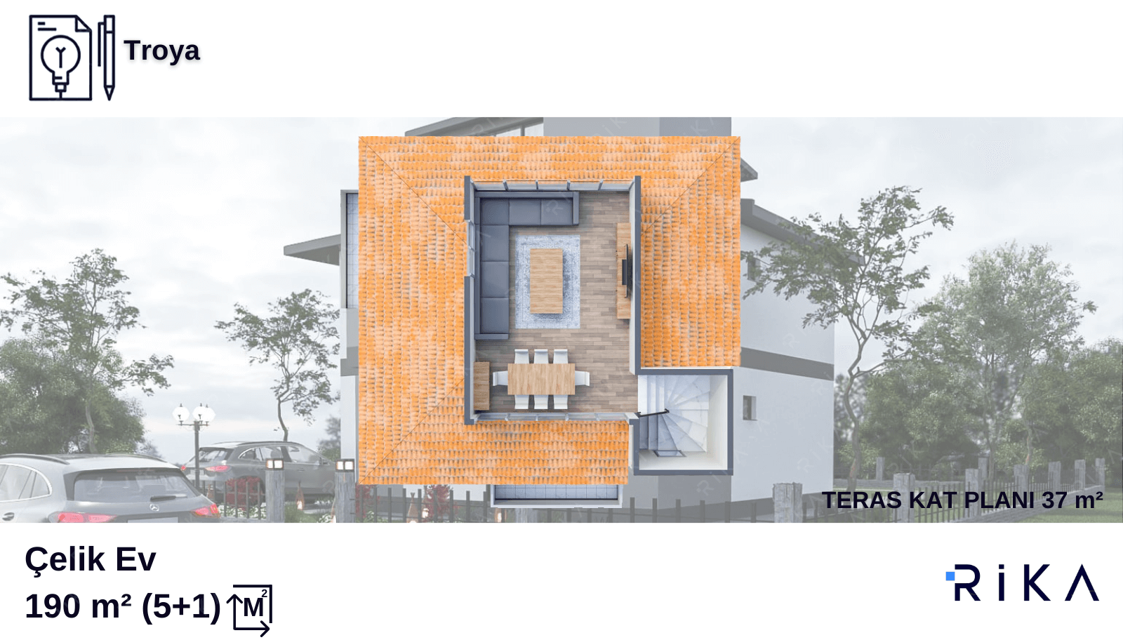190 m2 Troya Tribleks Hafif Çelik Ev
