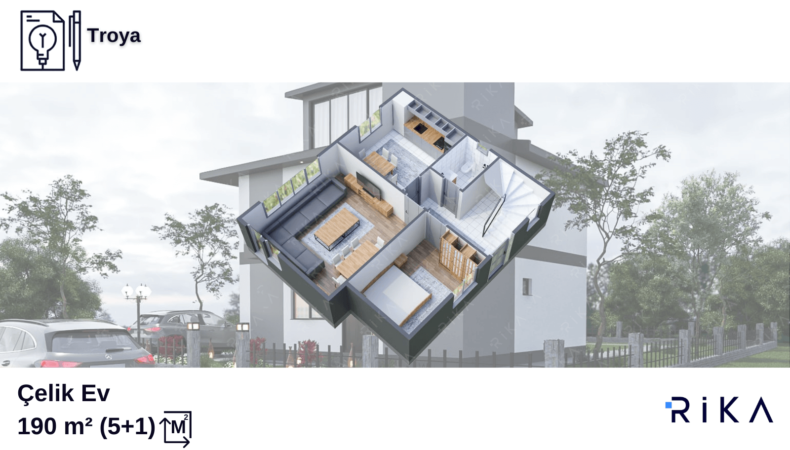 190 m2 Troya Tribleks Hafif Çelik Ev