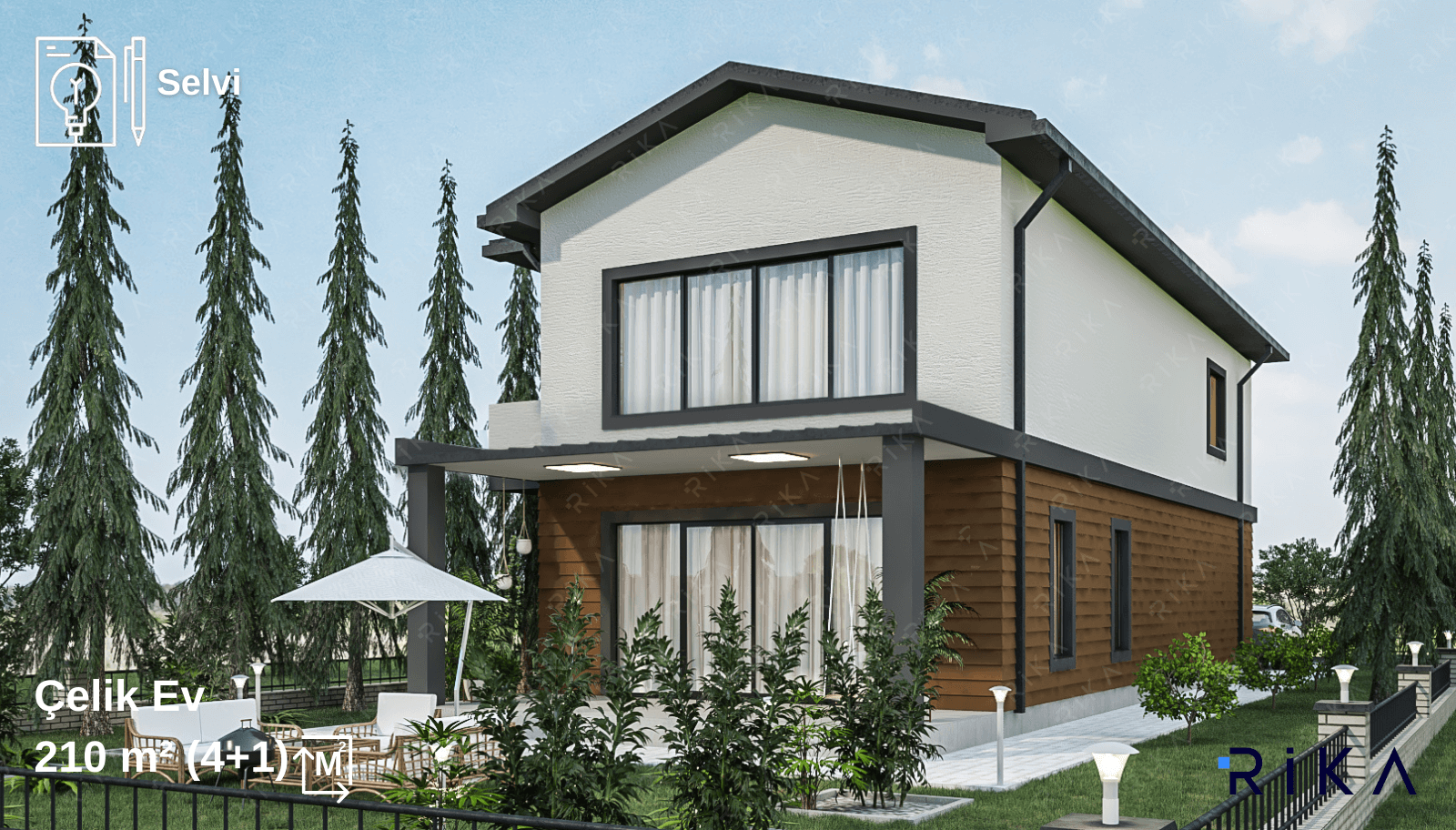 210 m2 Selvi Çift Katlı Hafif Çelik Ev