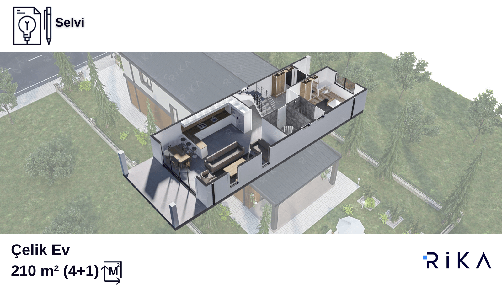 210 m2 Selvi Çift Katlı Hafif Çelik Ev