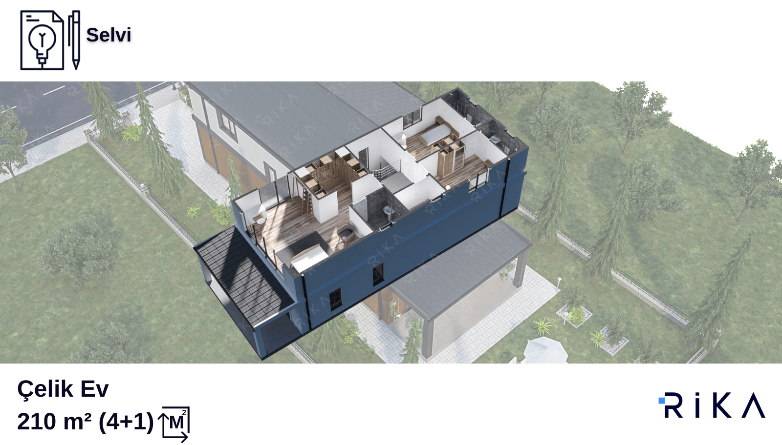 210 m2 Selvi Çift Katlı Hafif Çelik Ev