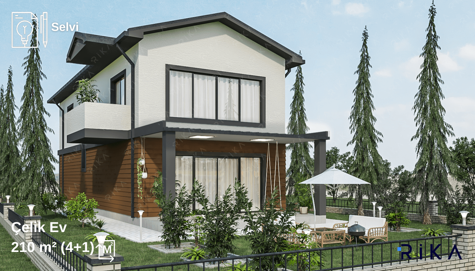 210 m2 Selvi Çift Katlı Hafif Çelik Ev