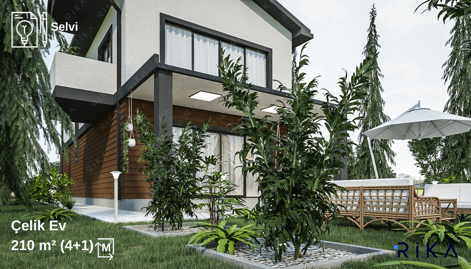 210 m2 Selvi Çift Katlı Hafif Çelik Ev