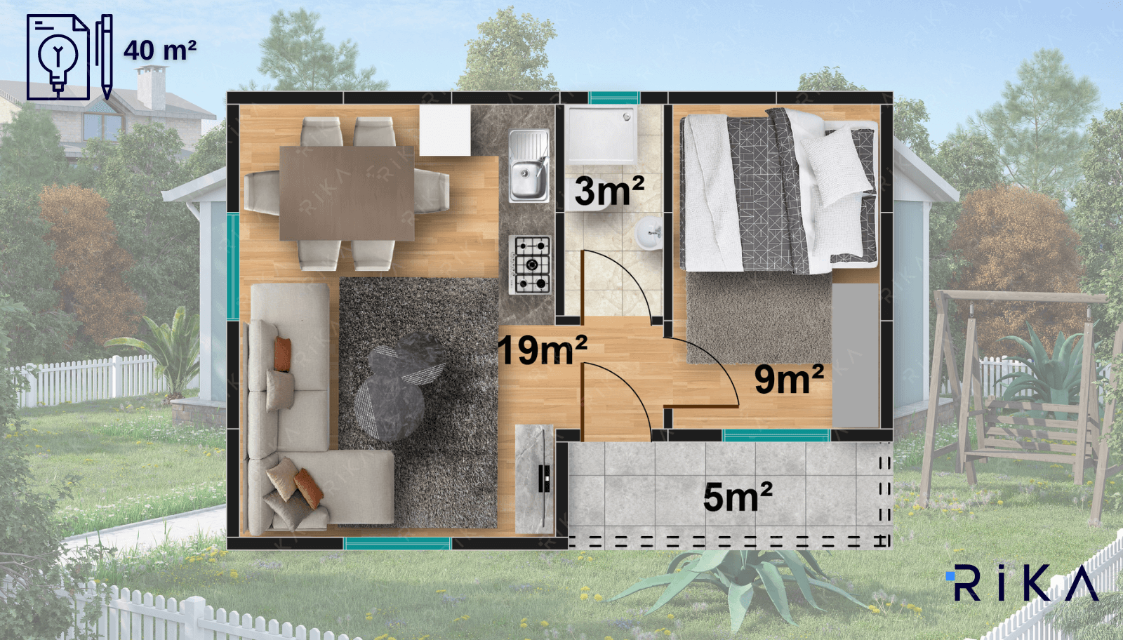 40 m² Single Story Prefabricated House