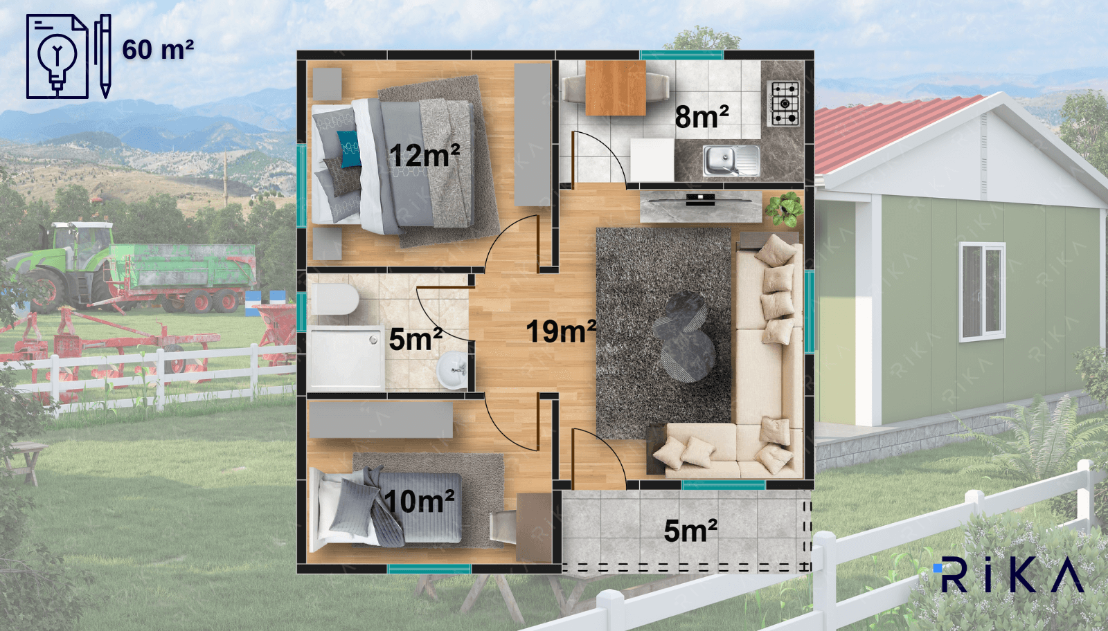 60 m² Single Story Prefabricated House