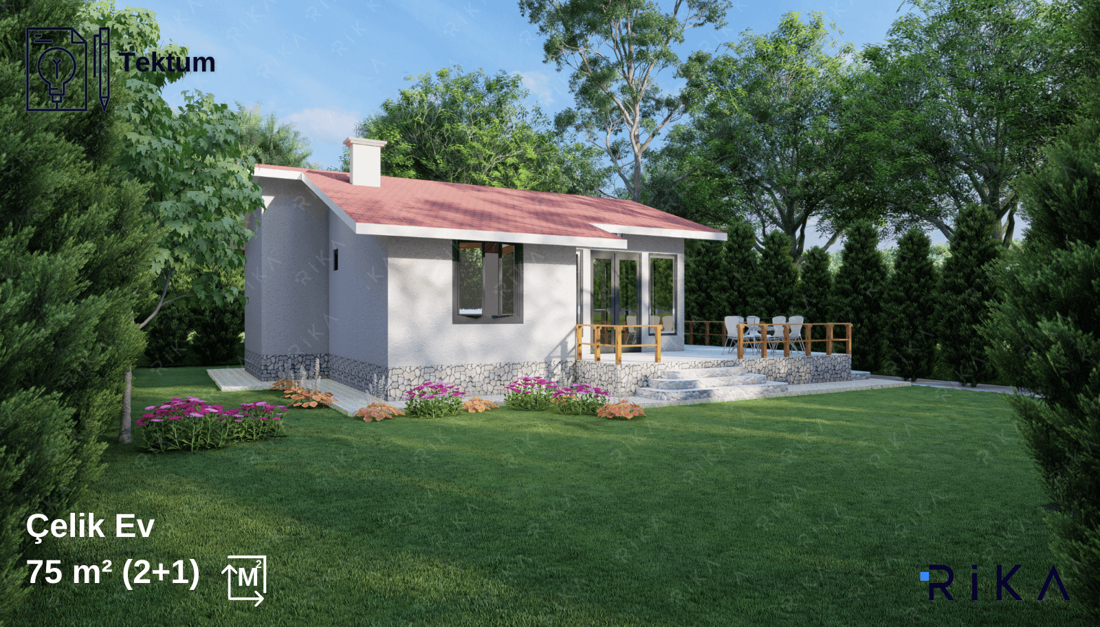 75 m2 Tektum Tek Katlı Hafif Çelik Ev