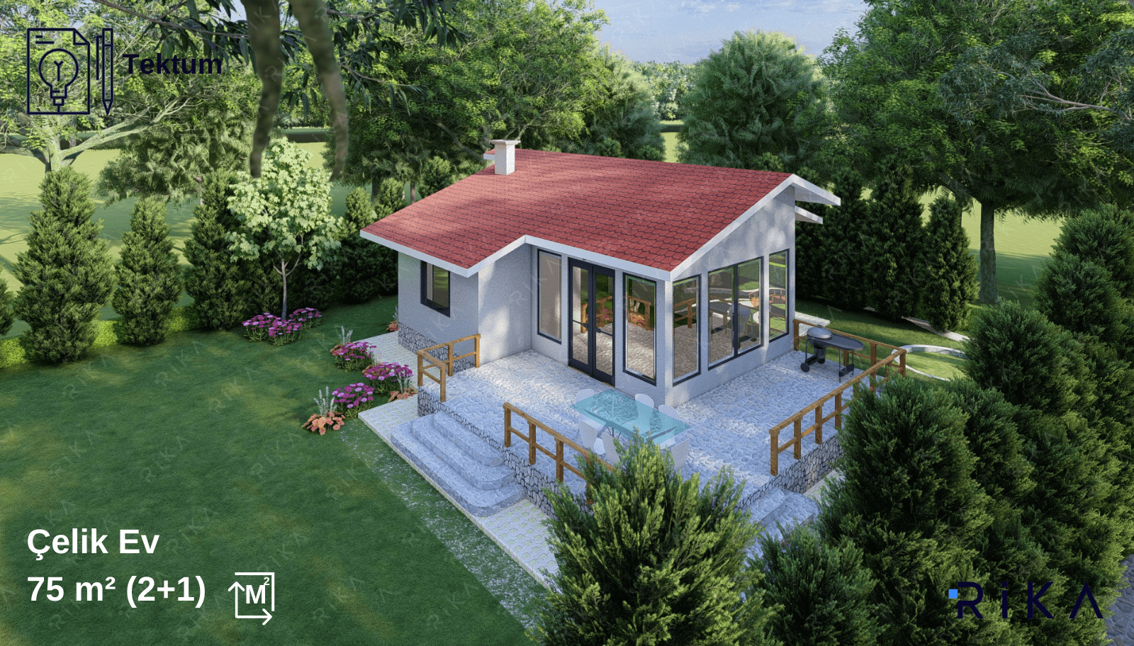 75 m2 Tektum Tek Katlı Hafif Çelik Ev