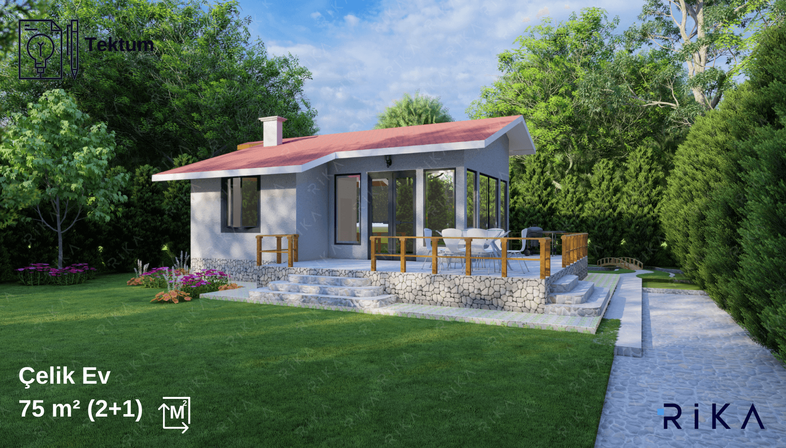 75 m2 Tektum Tek Katlı Hafif Çelik Ev