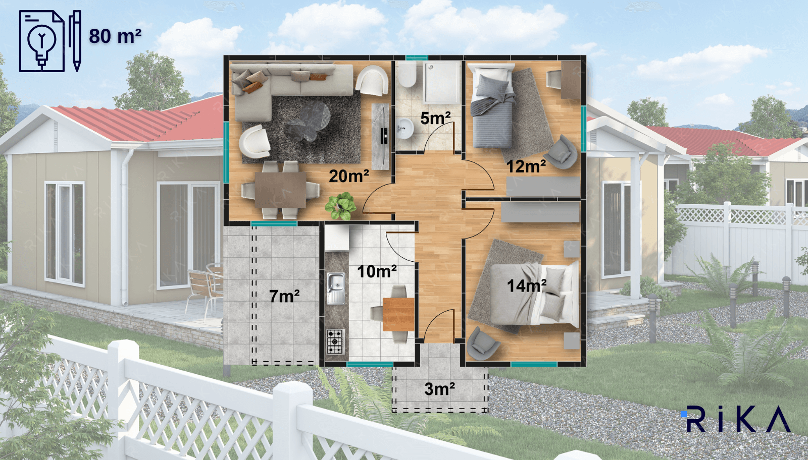 80 m² Single Story Prefabricated House