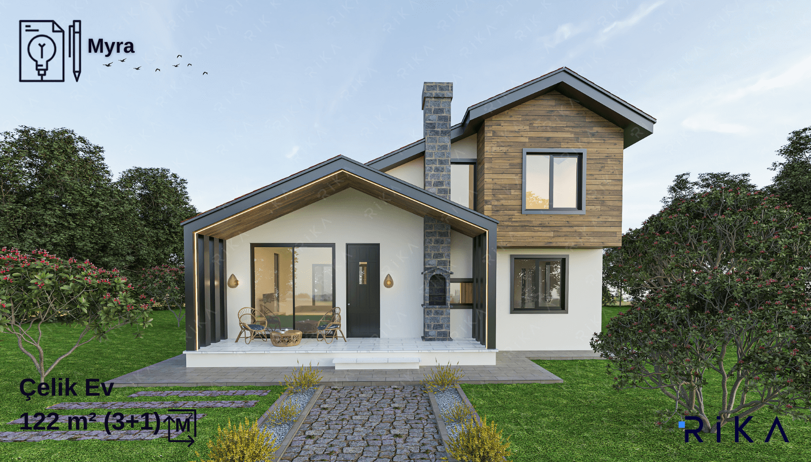 MYRA 122 m2 Çift Katlı Hafif Çelik Ev
