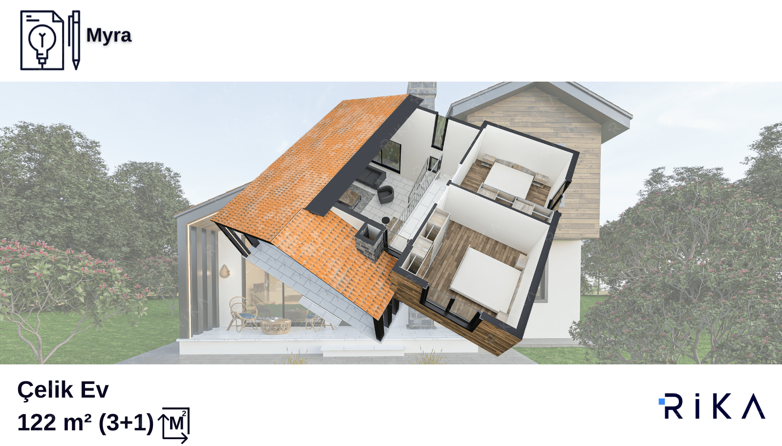 MYRA 122 m2 Çift Katlı Hafif Çelik Ev